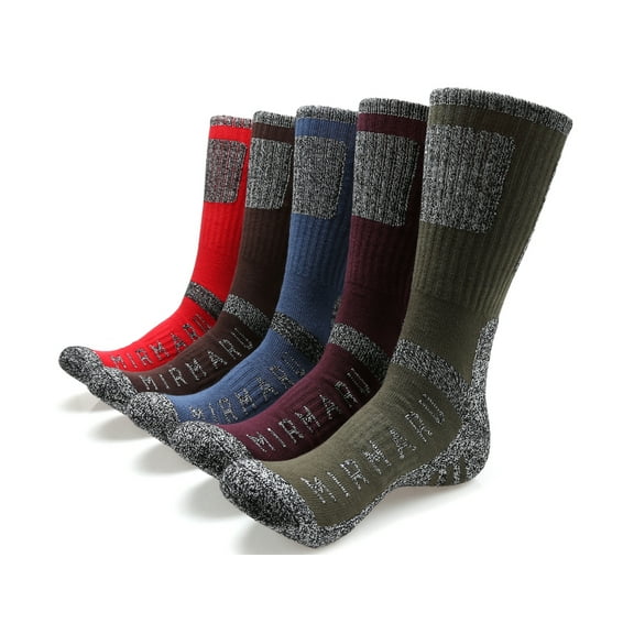 MIRMARU Men's 5 Pairs Multi Performance Outdoor Sports Hiking Trekking Crew Socks