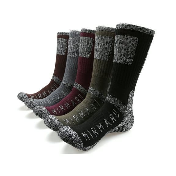 MIRMARU Men's 5 Pairs Multi Performance Outdoor Sports Hiking Trekking Crew Socks