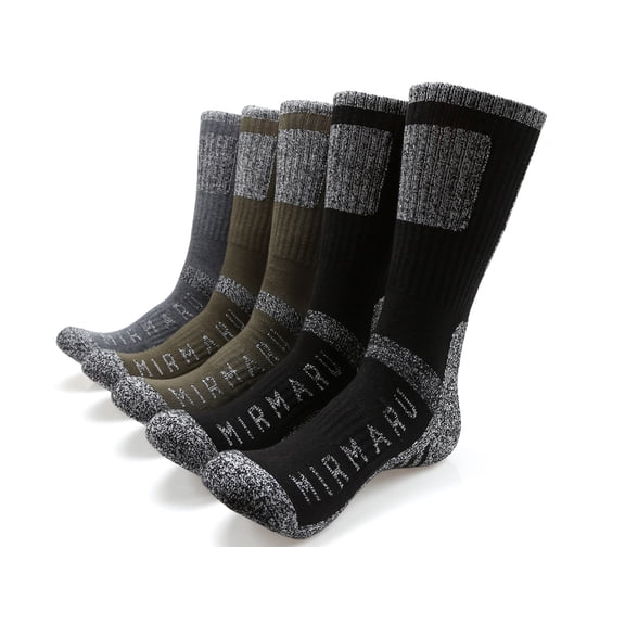 MIRMARU Men's 5 Pairs Multi Performance Outdoor Sports Hiking Trekking Crew Socks