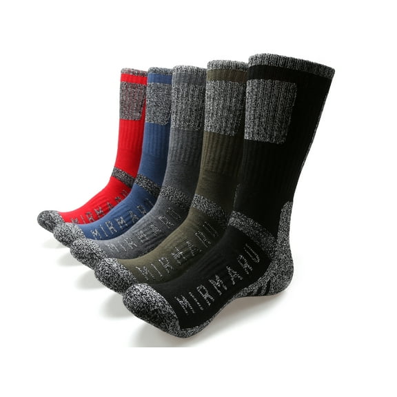 MIRMARU Men's 5 Pairs Multi Performance Outdoor Sports Hiking Trekking Crew Socks
