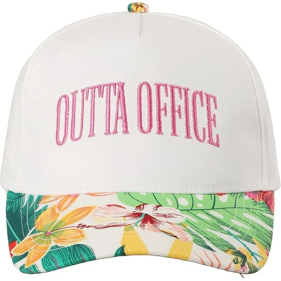 MIRMARU Outta Office Embroidery 5-Panel Two-Tone Trucker Hat with Designed Floral Brim
