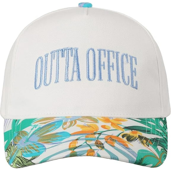 MIRMARU Outta Office Embroidery 5-Panel Two-Tone Trucker Hat with Designed Floral Brim