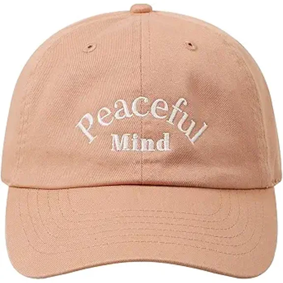 MIRMARU Peaceful Mind Embroidered 100% Cotton Stonewashed Dad Hat Baseball Cap for Men & Women