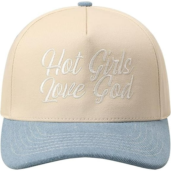 MIRMARU Pretty Girls Love Jesus Embroidered 100% Cotton 5-Panel Trucker Hat for Women & Men