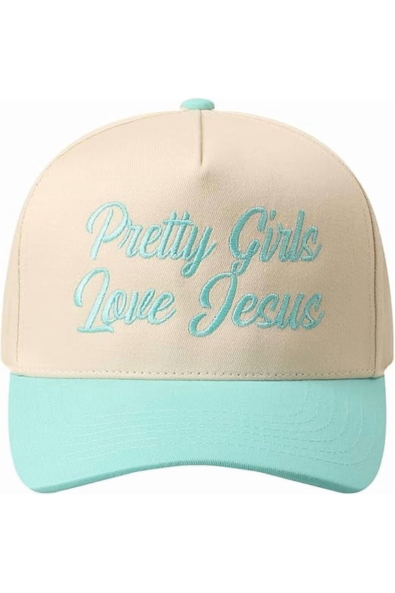 Pretty Girls Love Jesus Embroidered 100% Cotton 5-Panel Trucker Hat for Women & Men