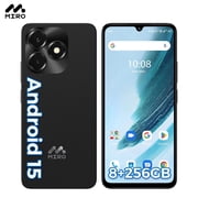 MIRO C69M Pro Cell Phone, Android 15 Unlocked Phones, 8 GB +256GB Dual SIM, 50MP Camera, 6.9 Water Drop Display, Fingerprint Unlock, 5160mAh Android Phone Black