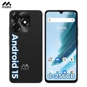 MIRO C69M Pro Cell Phone, Android 15 Unlocked Smartphone, 8 GB +256GB Dual SIM, 50MP Camera, 6.9 Water Drop Display,5160mAh Android Phone Black