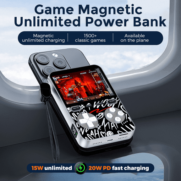 MIRO V99 3-in-1 Magnetic Wireless Charger 5000mAh Multifunctional Power Bank Gaming Console 15W MegSafe 20W PD Fast Charge