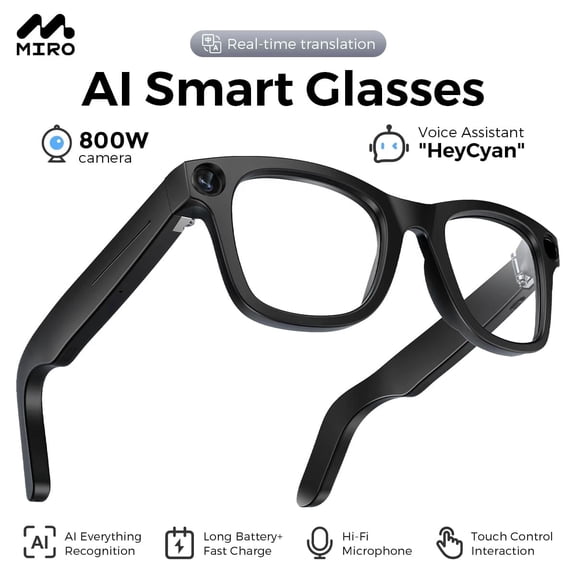 MIRO iVision6 AI Smart Glasses with ChatGPT Integration - Hands-Free Translation & Camera, 1080P Video Recording, 32GB Memory