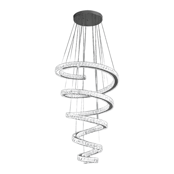 Luxury Spiral Crystal Staircase Chandelier 118.1", Modern LED Pendant Light for High Ceilings, Foyer & Stairwell, Dimmable Warm White 3000K - MIRODEMI