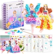 MIROLA KIDS 3 in 1 Fashion Design Drawing Book, Princess Dress-up Activity Book with Watercolor Painting, Stickers, Poking, Puzzle Puncture Painting for Kids, DIY Craft Kit