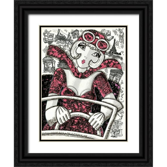 MIROTA 15x18 Black Ornate Wood Framed with Double Matting Museum Art Print Titled - En voiture