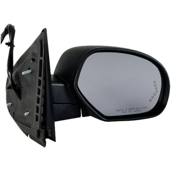 MIRROR Compatible For 2007-2014 Chevrolet Tahoe 2007-2008 GMC Sierra 1500 Right Passenger Heated Power Glass Folding In-glass Signal Light With memory 1 Paintable and Textured Black Cap