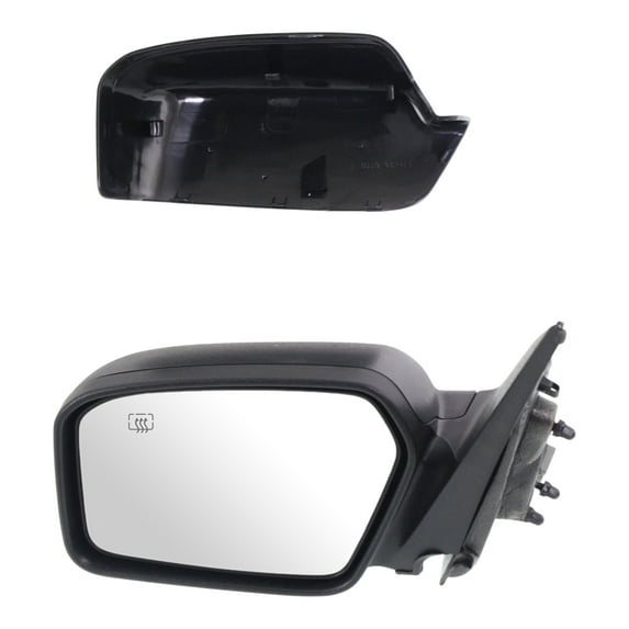 MIRROR Compatible For 2006-2012 Ford Fusion 2006-2011 Mercury Milan Left Driver Heated Power Glass With 1 Paintable and Textured Black Cap