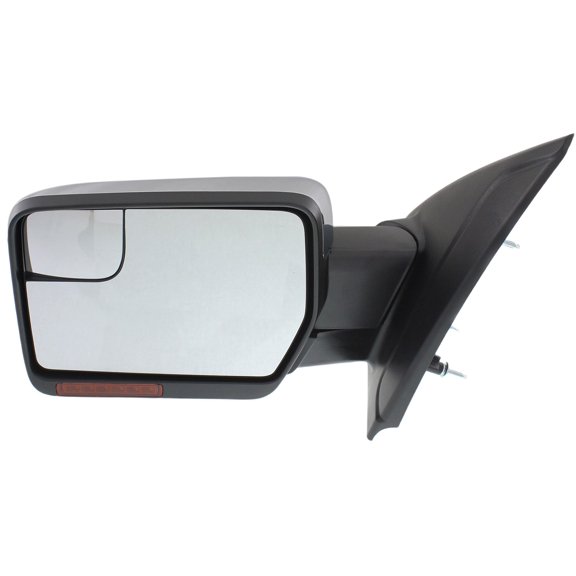 MIRROR Compatible For 2011-2014 Ford F-150 Left Driver Heated Power Glass Folding In-housing Signal Light With memory Chrome