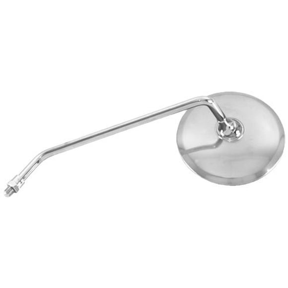 Emgo Universal Round Chrome Motorcycle Mirror - Left Hand, 10mm Thread Mount, Honda CB550 CB750 Replica, Handlebar Mount (20-30610)