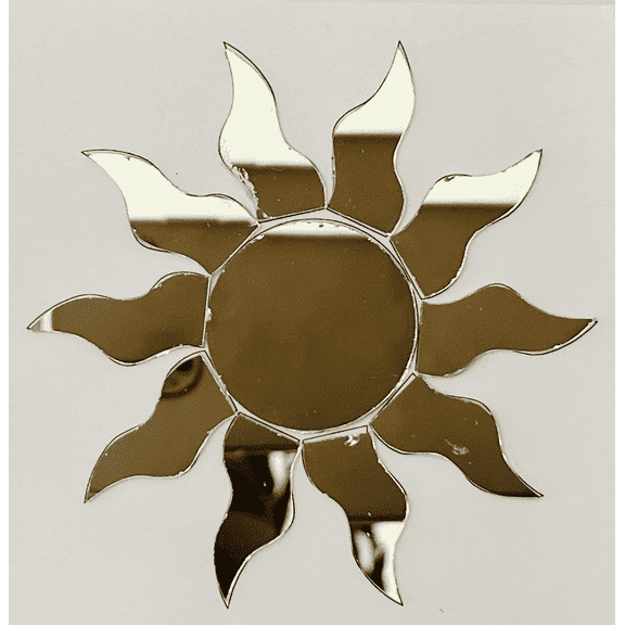MIRROR GLASS WORLDWIDE Sun Cutout Silver Fancy Mirror for lippan Art,mud Art 3.5 INCH 2PIECE