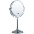 thumbnail image 1 of MIRRORVANA 15X Magnifying Makeup Mirror with Stand - Double-Sided 15X/1X Design - Suitable for Vanity Desk, Dressing Table, or Bathroom Countertop for Precise Make Up - 12" High x 6" Wide (Chrome), 1 of 7