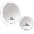 thumbnail image 1 of MIRRORVANA 20X & 15X Magnifying Mirror Set with 3 Suction Cups Each - Compact & Travel Ready Mirror for Makeup - Sizes: 6" and 4" Wide, 1 of 3