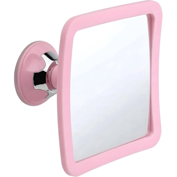 MIRRORVANA Fogless Shower Mirror for Skincare and Grooming, Anti Fog Shatterproof Design with Strong Suction and 360° Swivel, Women’s Beauty Routine Friendly Bathroom Mirror - 6.3" x 6.3" (Pink)