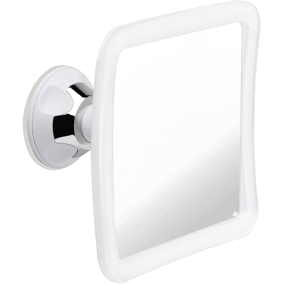 MIRRORVANA Fogless Shower Mirror with 360° Suction Cup - Anti Fog & Mist Free Shatterproof Shaving Mirror for Bathroom - 16cm x 16cm (Pure White)