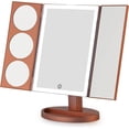 thumbnail image 1 of MIRRORVANA® X-Large Vanity Makeup Mirror with LED Lights | 360° Rotatable Extravagant Trifold Cosmetic Mirror with 10X, 5X, 3X Magnification for Women, Teens and Girls (Rose Gold), 1 of 8