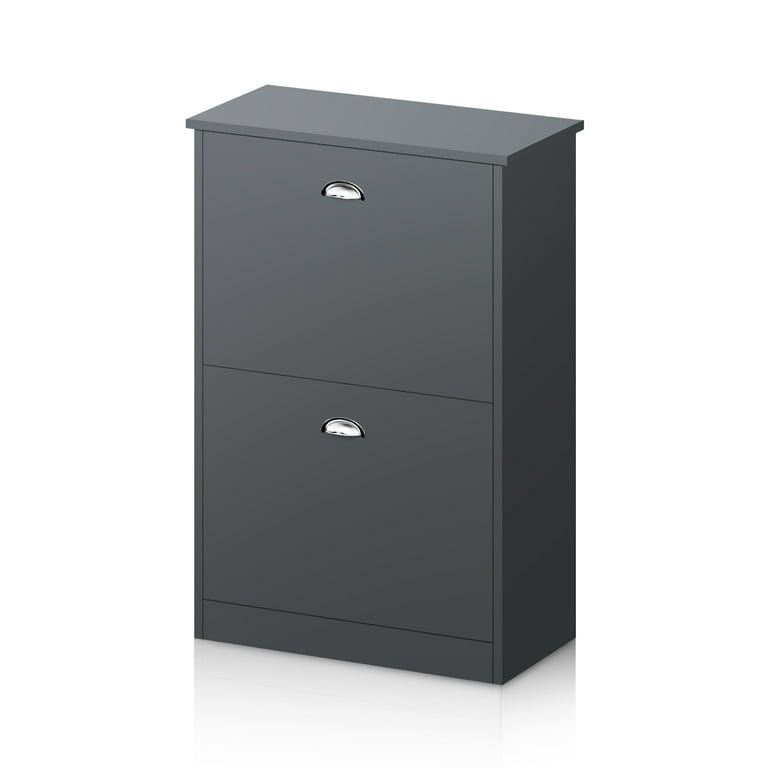 MIRROTOWEL Shoe Cabinet Hidden Slim Narrow Shoe Rack Cabinet with 2 Drawers for Entryway Foyer Hallway Bedroom Grey Brand MIRROTOWEL