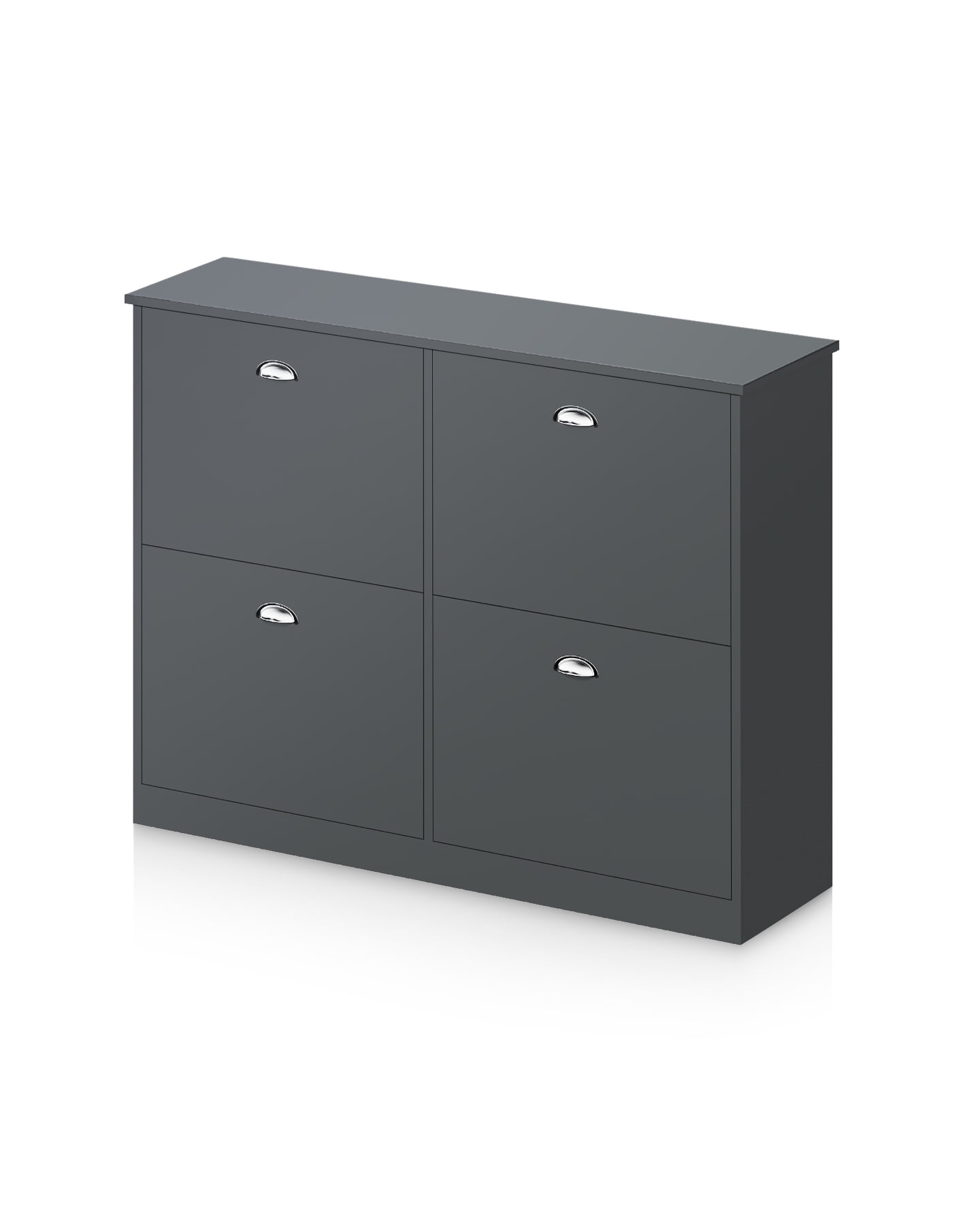 Nordic Gray Shoe Cabinet 4 Shelves Entryway Shoe Cabinet-Wehomz