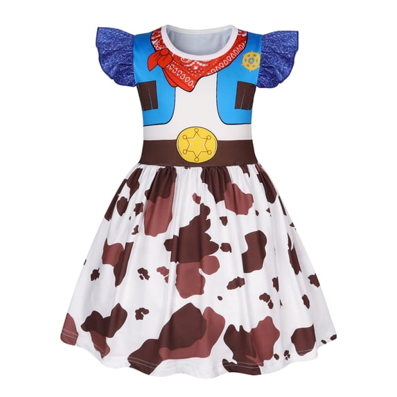 MIRUXO Cowboy Style Costumes Western Dress Up Outfit Halloween Cosplay Party Theme Retro Ruffle Princess Dress Clothing Carnival Holiday