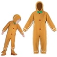 thumbnail image 1 of MIRUXO Gingerbread Man Christmas Onesie Pajamas Hooded Fleece Bow Tie Cosplay Jumpsuit Costume for Holiday Party Family Matching Sleepwear, 1 PC, 1 of 5