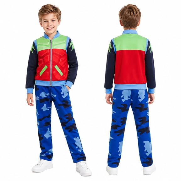 MIRUXO Rescue Hero Cosplay Costume Zip Jacket Camo Pants Outfit 2 PCS Set for Halloween Masquerade Carnival Party