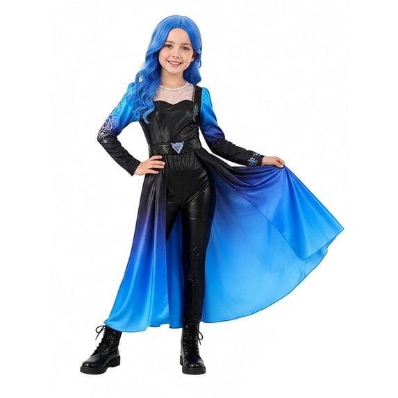 MIRUXO Rise Red Cosplay Costume Jumpsuit set with Ombre Overskirt and Emblem Badge 3 Pcs Outfit for Halloween Party Dress Up