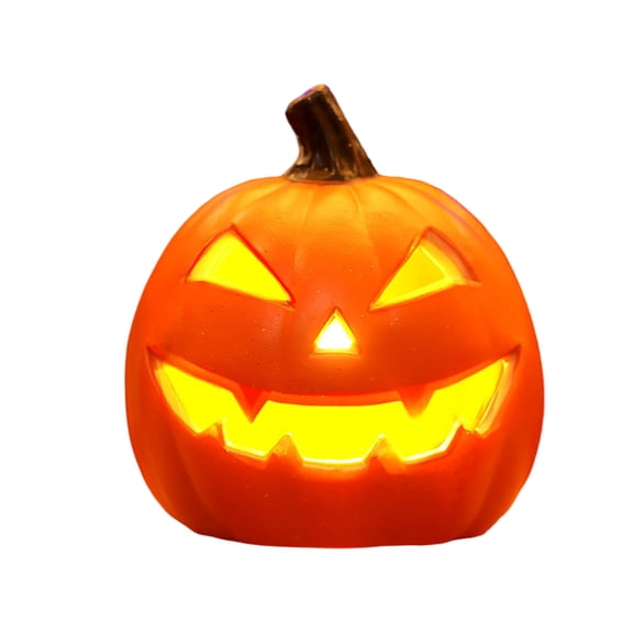 MIRVAXEN Battery Operated LED Halloween Pumpkin Light,Spooky Grinning Face Foam Pumpkin Lamp,Flicker-Free Warm Light for Mantel,Shelf,Halloween Party Home Decor(Yellow)