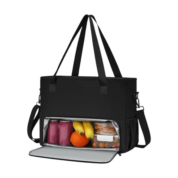MIRVAXEN Dual‑Function Laptop & Insulated Lunch Tote Bag,Laptop Compartment Work Tote With Side Cup Holders,Waterproof Sturdy Tote for Office Commute Outdoor Activities(Black)