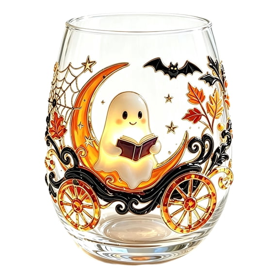 MIRVAXEN Halloween-Themed 2D-Style Glass Tumbler, Handle-Free, Glass Material, 2D Artwork, for Serving Drinks And Candy, Decor for Halloween Parties, Trick-Or-Treating, And Gifts(C)