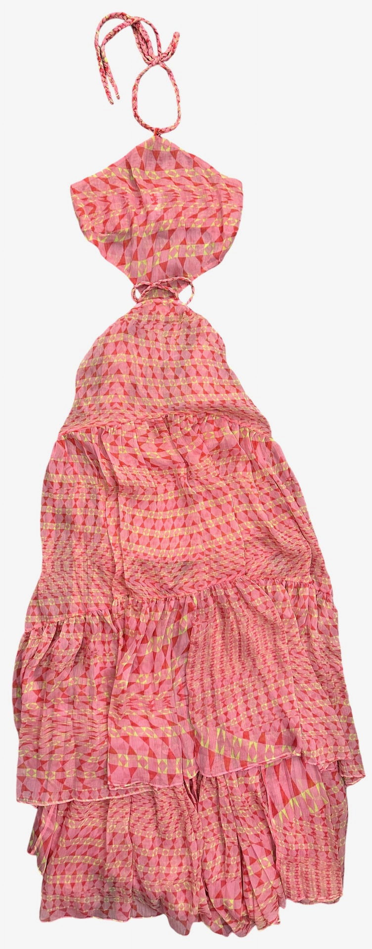 MISA Los Angeles LA Women's Maxi Dress Dailia Halter Cutout Pink Ruffle  Chiffon (Large, Septima Geo (Pink)) - Walmart Business Supplies