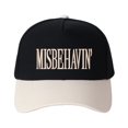 thumbnail image 1 of MISBEHAVIN Embroidered Patchwork Trucker Cap | Adjustable Unisex Snapback, Playful Essential, 1 of 9
