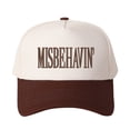 thumbnail image 1 of MISBEHAVIN Embroidered Patchwork Trucker Cap | Adjustable Unisex Snapback, Playful Essential, 1 of 11