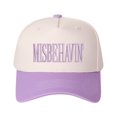 thumbnail image 1 of MISBEHAVIN Embroidered Patchwork Trucker Cap | Adjustable Unisex Snapback, Playful Essential, 1 of 10