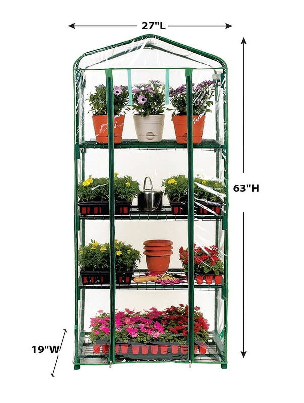 MISCO 4-Tier Greenhouse – Outdoor Gardening Hot House 27 inches Length by 19 inches Width and 63 inches Height with Zippered Cover and Metal Shelves for Growing Vegetables, Flowers and Seedlings
