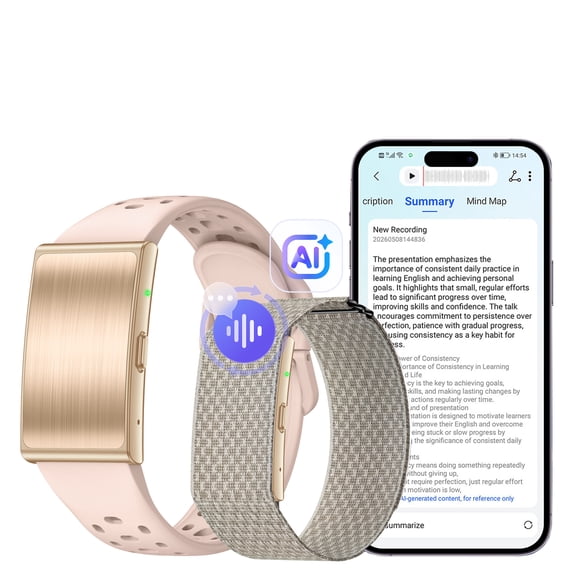 MISHUN Screenless Fitness and Health Tracker with AI Voice Recorder, Transcribe & Summarize, 24/7 Health Monitoring and Sleep Tracker, Menstrual Cycle Insights, 160+ Sports Modes, 15-Day Battery