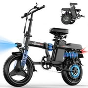 ASKGO 1200W Peak Motor ,Folding Electric Bike for Adults Teens ,14'' Commuting Bike, Max 28MPH/35 Miles E-Bike ,3 Speed Double Mini Electric Bike, UL2849