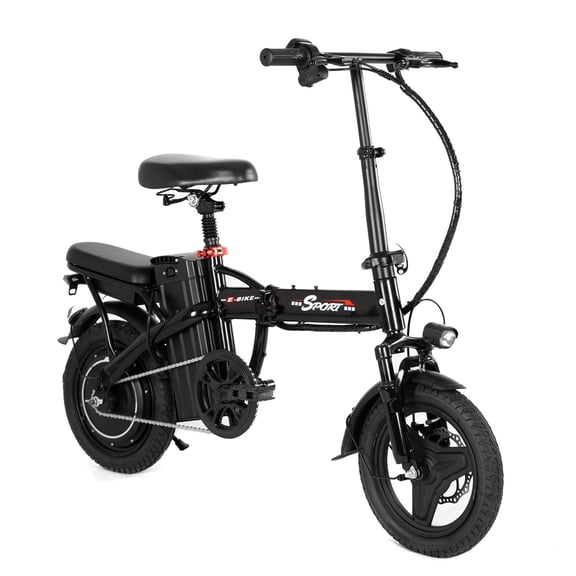 ASKGO 14" Folding Electric Bike for Adults Teens, 1200W Peak Motor 48V/10.5AH Battery, Commuter City Ebike, Electric Bicycle with Two Seats UL2849