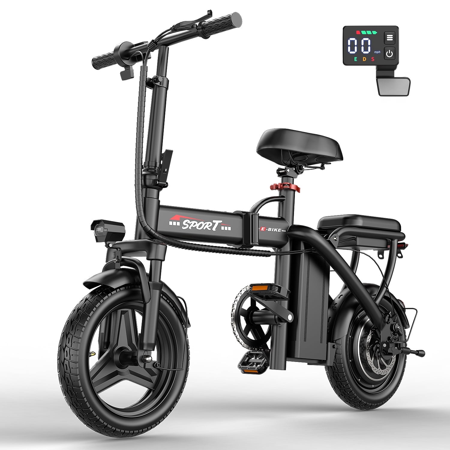 ASKGO Electric Bike for Adults, 1200W Peak Folding Ebike UL2849 ,48V 10.5Ah Removable Lithium-Battery, Stylish 14" Foldable Commuting Electric Bicycle for Women & Men