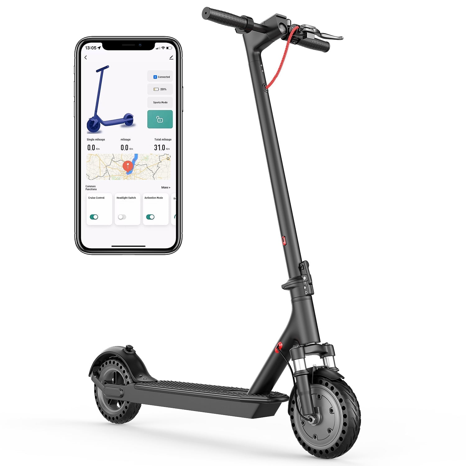MISODO Electric Scooter for Adults, 36V Light Commuter E-scooter, 8.5" Tires, 19Mph, 350W Motor, 21 Miles Range, Folding E-Scooter ,Lightweight & Portable,with Front fork shock absorption and App
