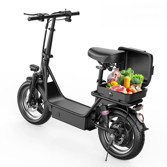 1200W Electric Scooter with Basket or Box(Removable), 48V 15AH Peak Motor, Top Speed25 MPH, 25-30Mile, Adult Wide PedalEscooter with Seating Capacity of 365LBS