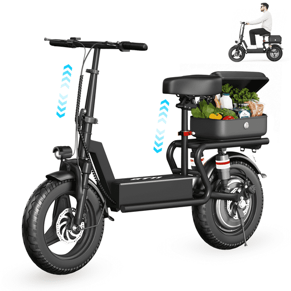 ASKGO 1200W Electric Scooter with Seat for Adults, 48V 15Ah Commuter Escooter 25 MPH 25-35 Miles Range, 14" Tire, UL 2272