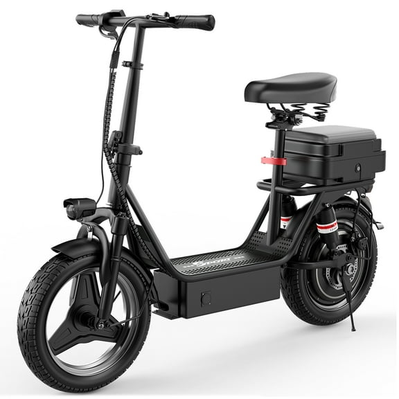 k11 Electric Scooter with Seat,1200W Peak Motor, 25 MPH 750Wh 35-45 Miles , 14" Foldable Commuting Electric Scooter with Box (Removable), Ample Storage for Pet & Cargo,UL2722,330LBS Capacity