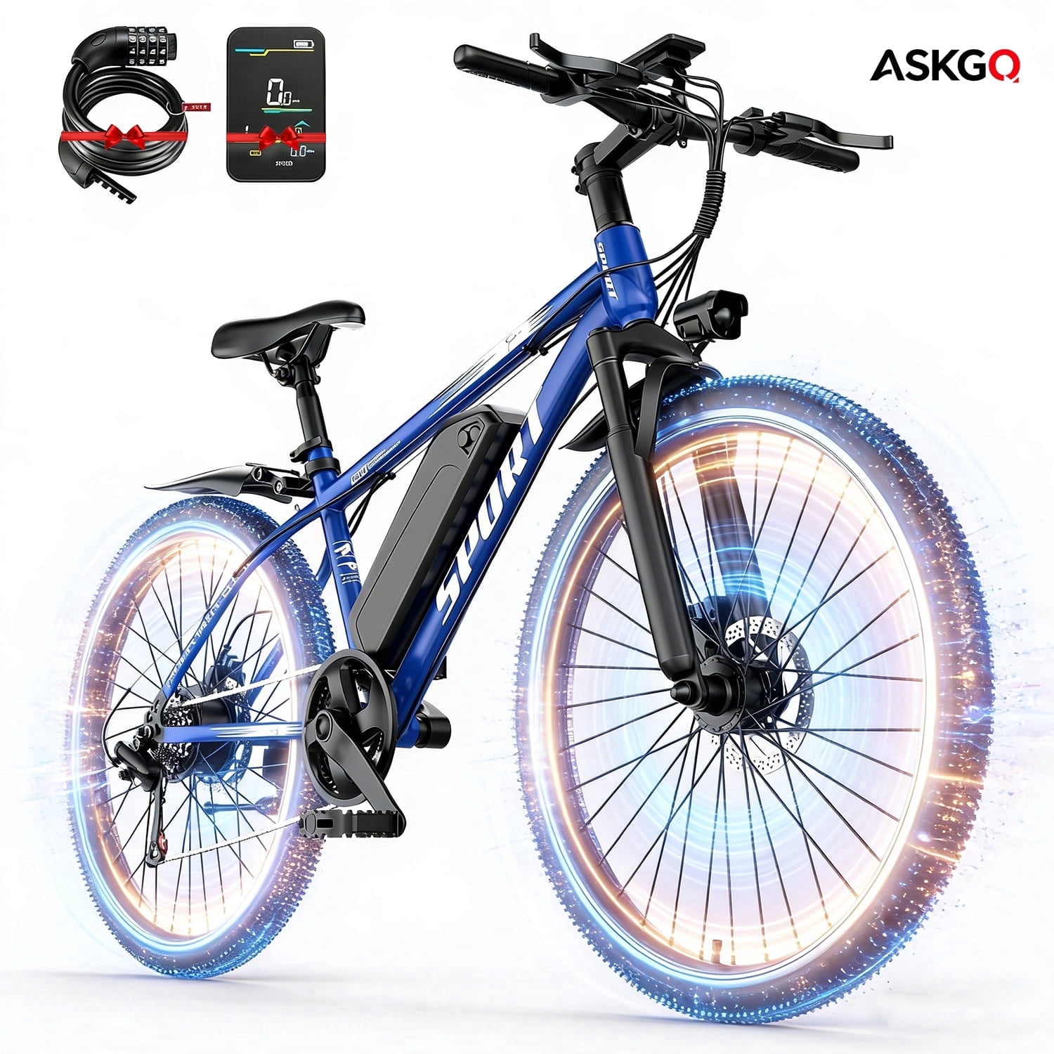 Electric Bike for Adults, 749W Peak Mountain Ebike with 25 MPH, 65 Miles Range, 7 Speeds, 48V 10Ah Removable Battery 26" Ebike for Commute,UL2849,Lockable Suspension Fork Free car lock,Unisex