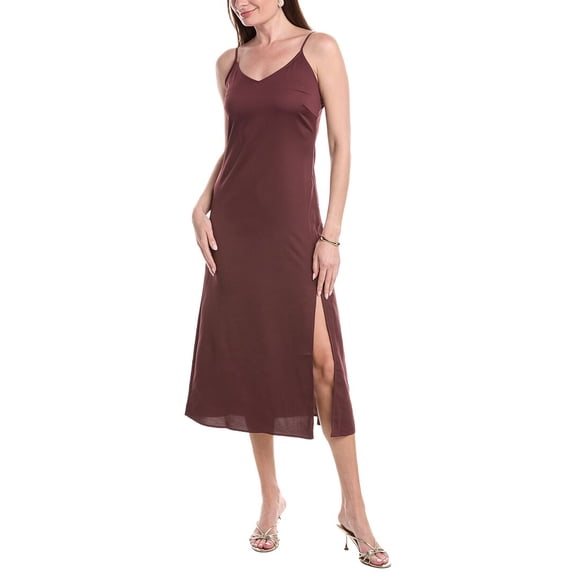 MISOOK womens Crepe de Chine Slip Maxi Dress, s, Brown